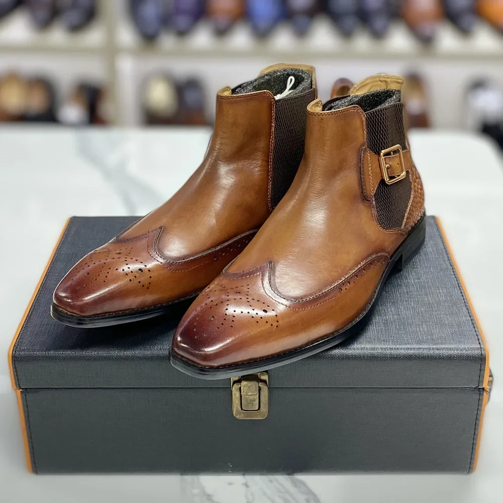 Leather Classic Strap - Stivaletti da uomo in vera pelle
